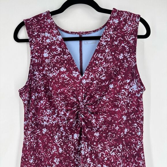 Eddie Bauer Women's Travex Stretch Dress Size L Purple Geometric Knotted Bodice - Picture 13 of 13